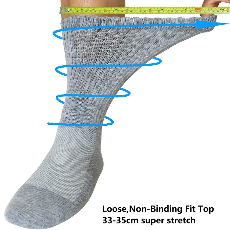 W WELL KNITTING Well Knitting Diabetic Socks for Men & Women, Coolmax Medical Circulation Crew Mid Calf Socks with Seamless Toe, Non-Binding Top, and Padded Sole, 4 Pairs (Blcak,XL) - Image 3
